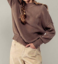 Urban Daizy - Valley Ribbed Knit Mock Neck Sweater