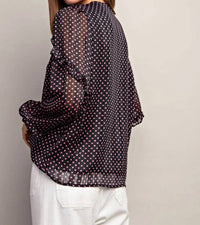 Ee:Some - Polka Dot Semi-sheer Blouse