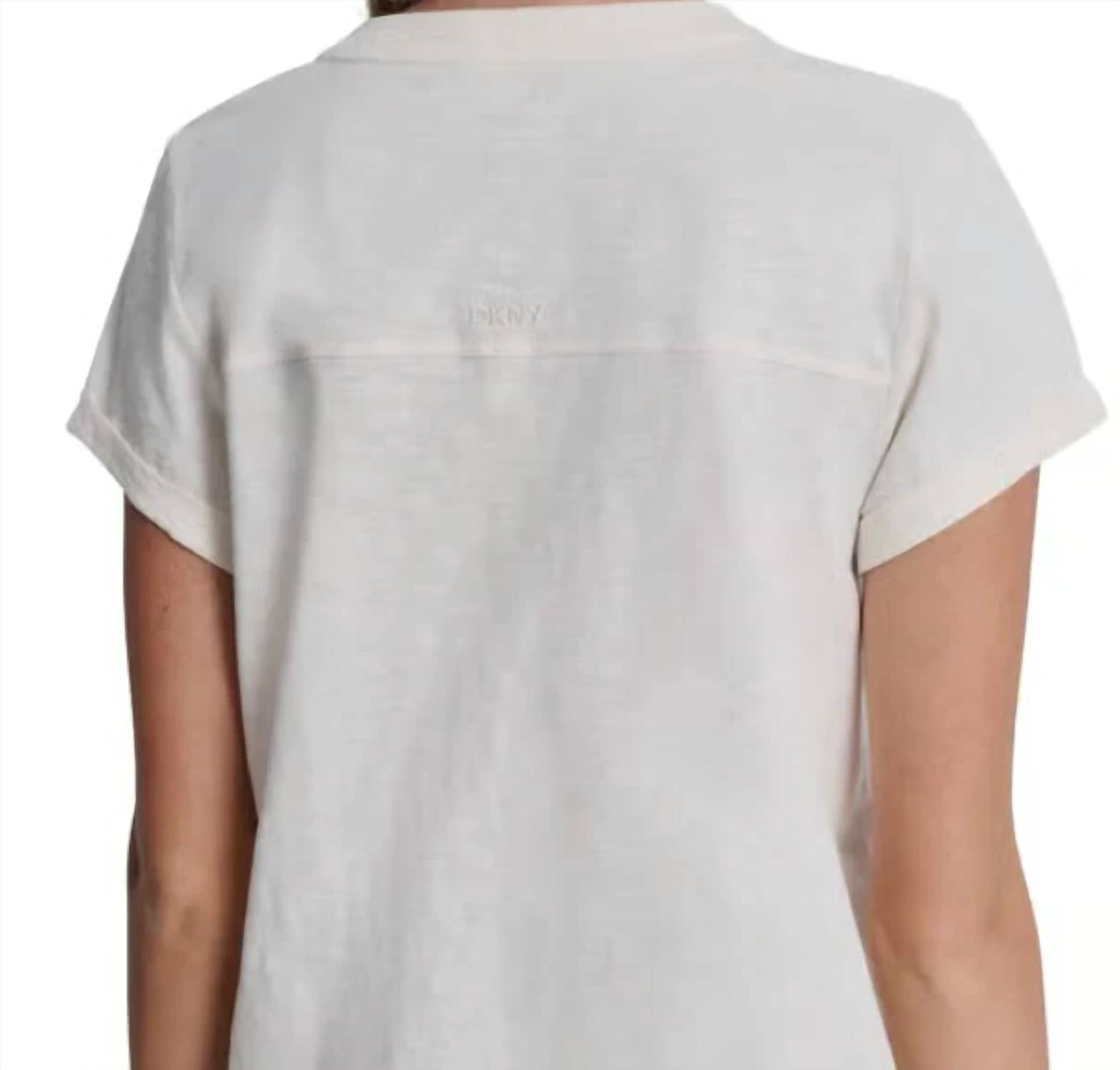 Dkny - Women's V-inset Roll-sleeve T-shirt