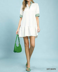 umgee French Terry Baby-Doll Dress in white - women's dress - detail view