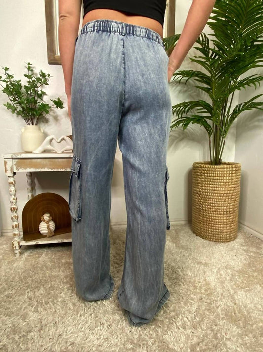 Ee:Some - Cargo Denim Wide Pants