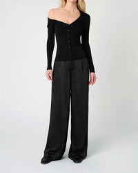 We Wore What - Off The Shoulder Collared Shirt