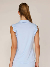 G Lifestyle - Sleeveless Ruffle Top With Gold Buttons