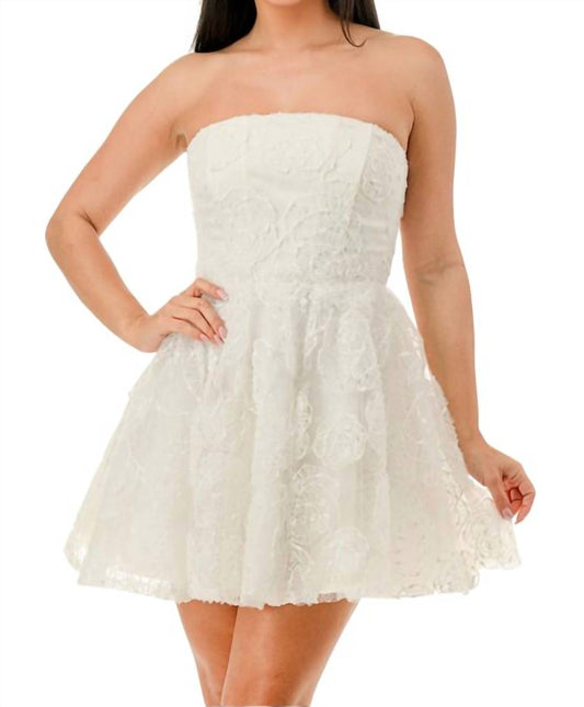 Lovesome - Floral Applique Glitter Mini Dress