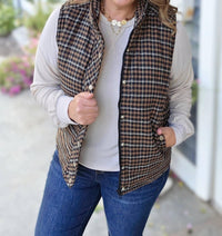 STACCATO Plaid Snap Zipper Vest in taupe black - women's jacket - view 6