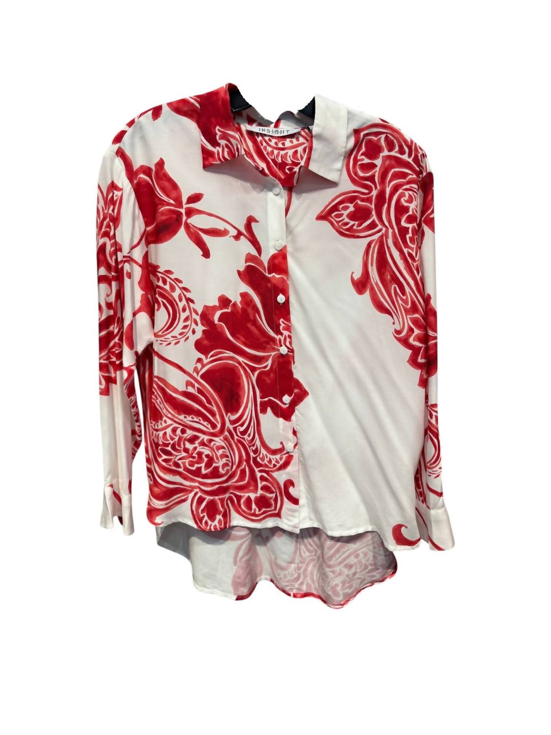 Insight - Women's Long Sleeve Tropical Print Blouse