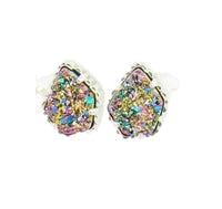 Kendra Scott Women's Tessa Stud Earrings in rhodium multi drusy - women's jewelry