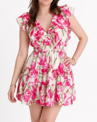 Meet Me In Santorini - LONIANS BLOOM MINI RUFFLE DRESS