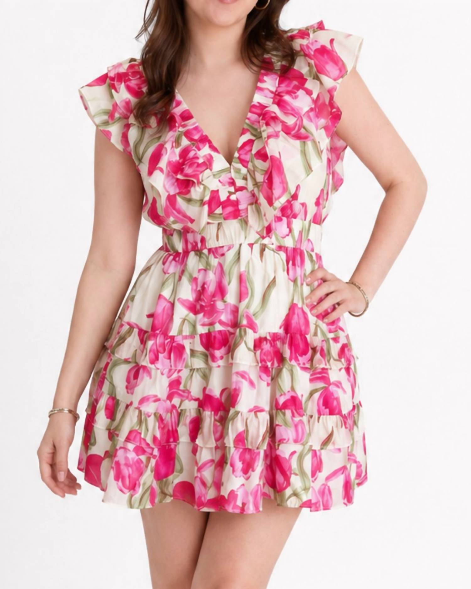Meet Me In Santorini - LONIANS BLOOM MINI RUFFLE DRESS