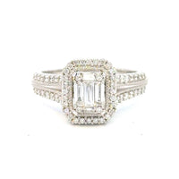 Aamiaa - 0.66 Carat Natural Diamond Emerald Cut Double Halo Engagement Ring