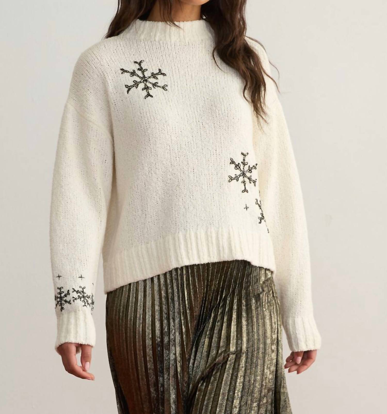 Margaret O'Leary - Snowflake Mock Sweater