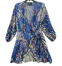 Nina Parker Trendy Crinkle Wrap Dress - Plus Size in abstract animal - women's dress - detail view