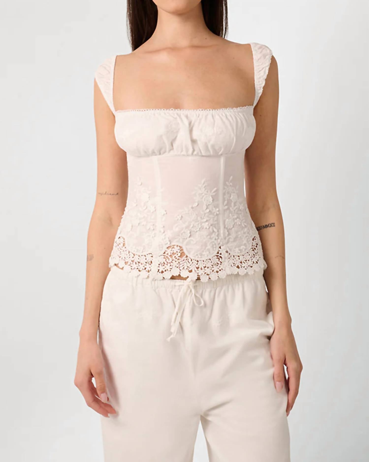 We Wore What - Wide Strap Ruched Cup Corset Top