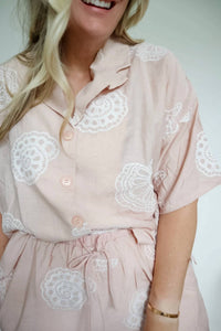 Lalavon - Madi Seaside Shell Embroidered Shorts Set