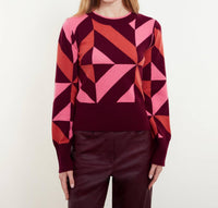 &Isla Gabby Geo Crew Top in barolo multi - women's sweater