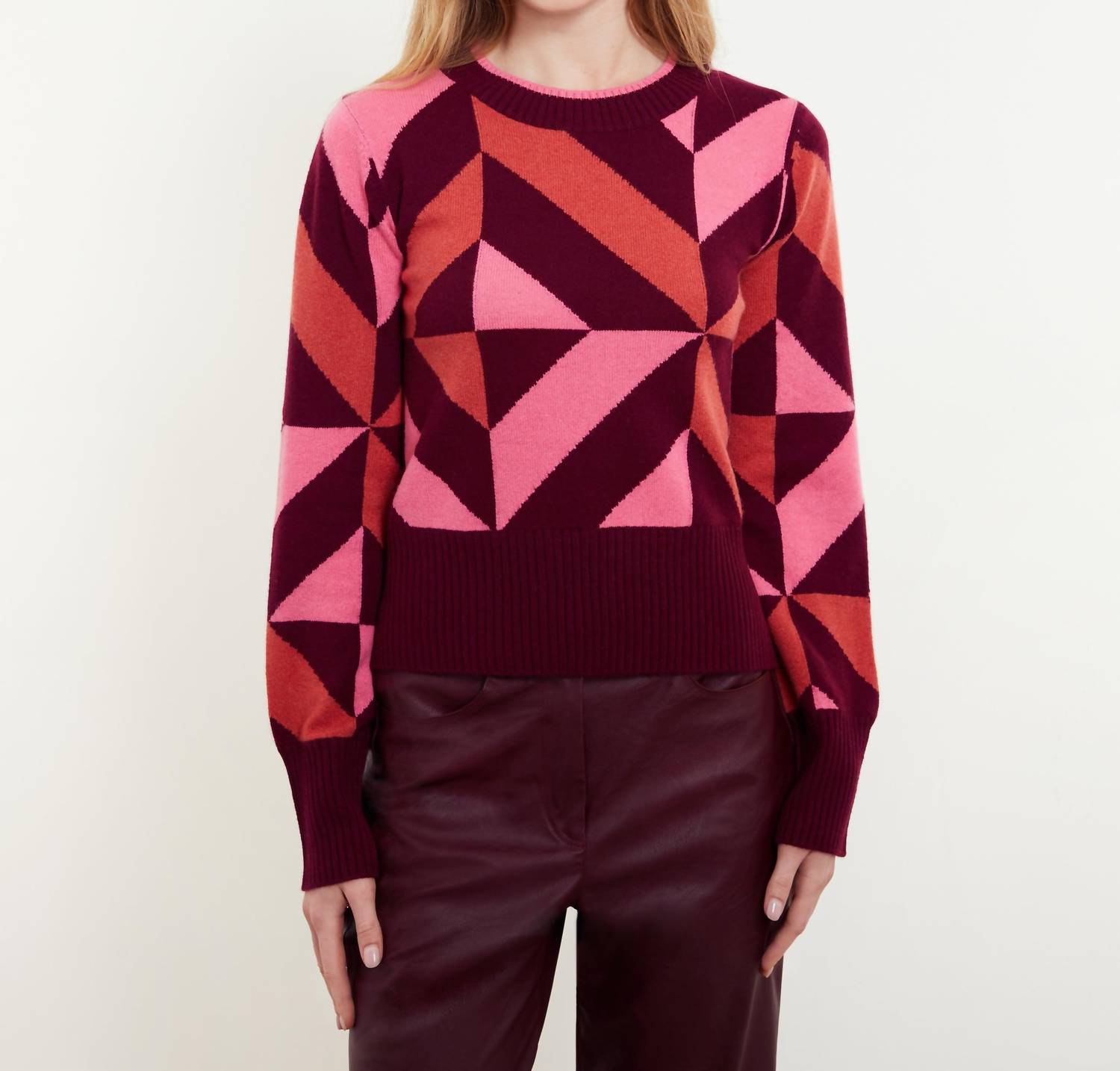 &Isla Gabby Geo Crew Top in barolo multi - women's sweater