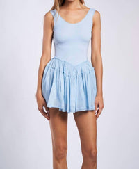 Sky To Moon - Solid Color Round Cut Edge Ruffle Trim Mini Dress