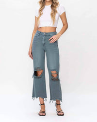 Vervet By Flying Monkey - 90's Vintage Super High Rise Crop Deconstructed Flare Jeans