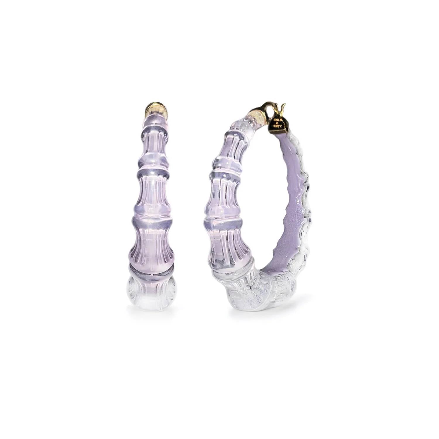 Gold & Honey - Women's Bamboo Illusion Lucite Hoop Earrings