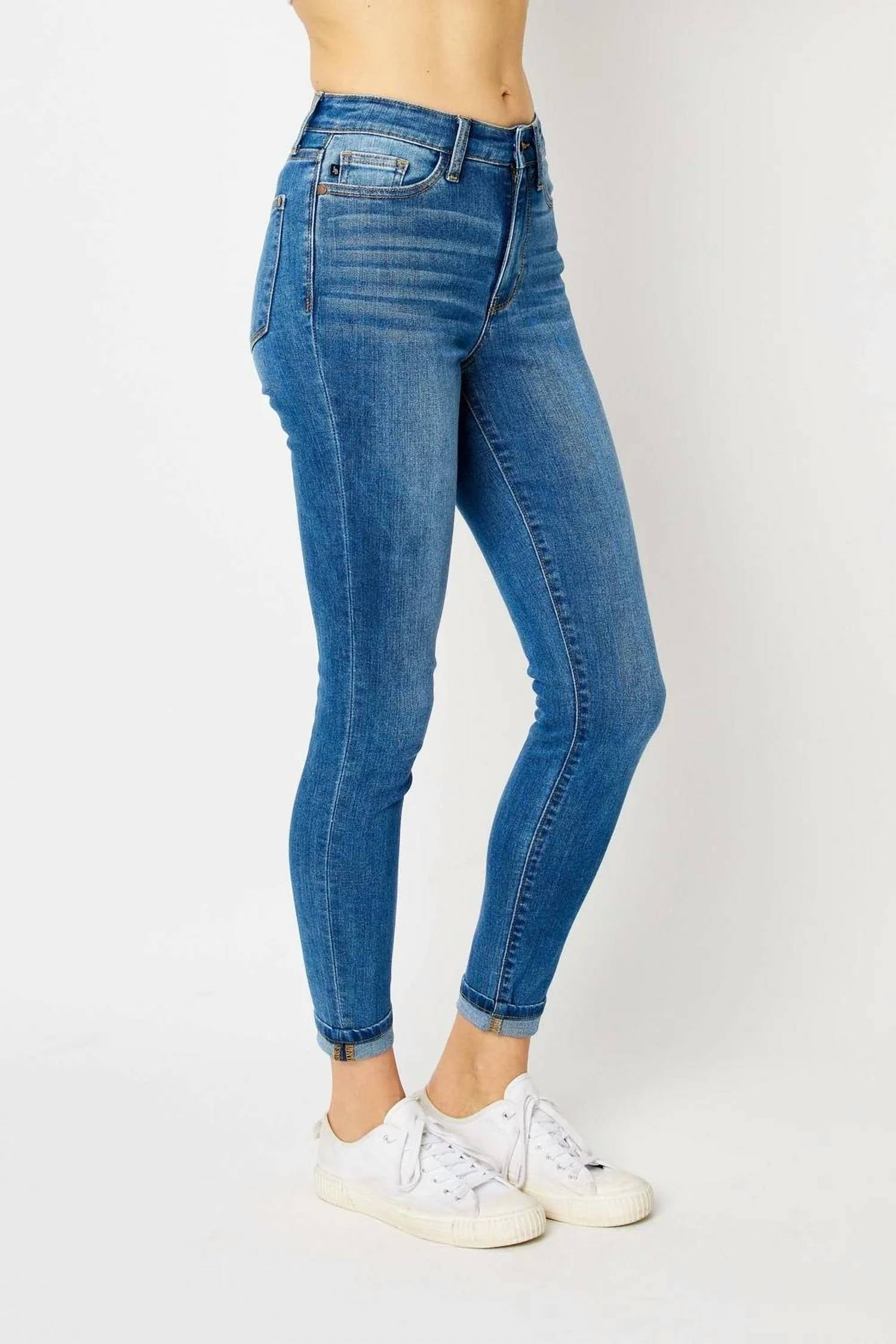 Judy Blue - High Waist Cuffed Hem Skinny Denim Jeans