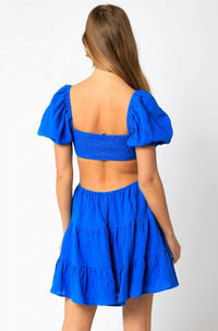 Puff Sleeve Cutout Mini Dress