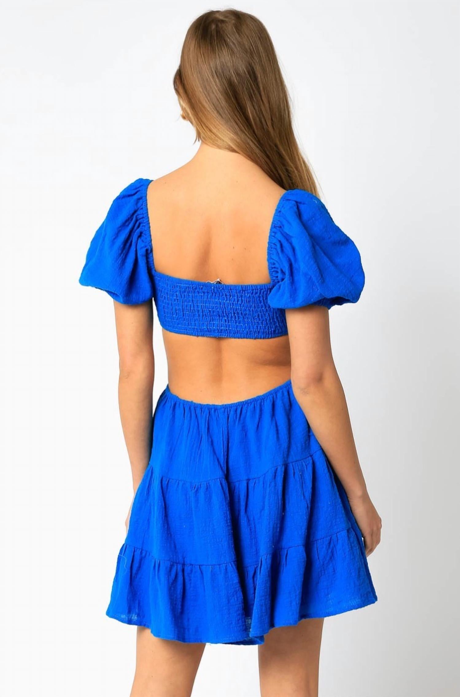 Puff Sleeve Cutout Mini Dress