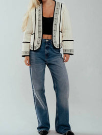 Urban Daizy - Women's Boho Embroidered Quilted Jacket