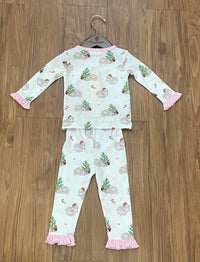 Lulu Bebe - Girl's Pima Hippo Long Sleeve Piece Pajama Set