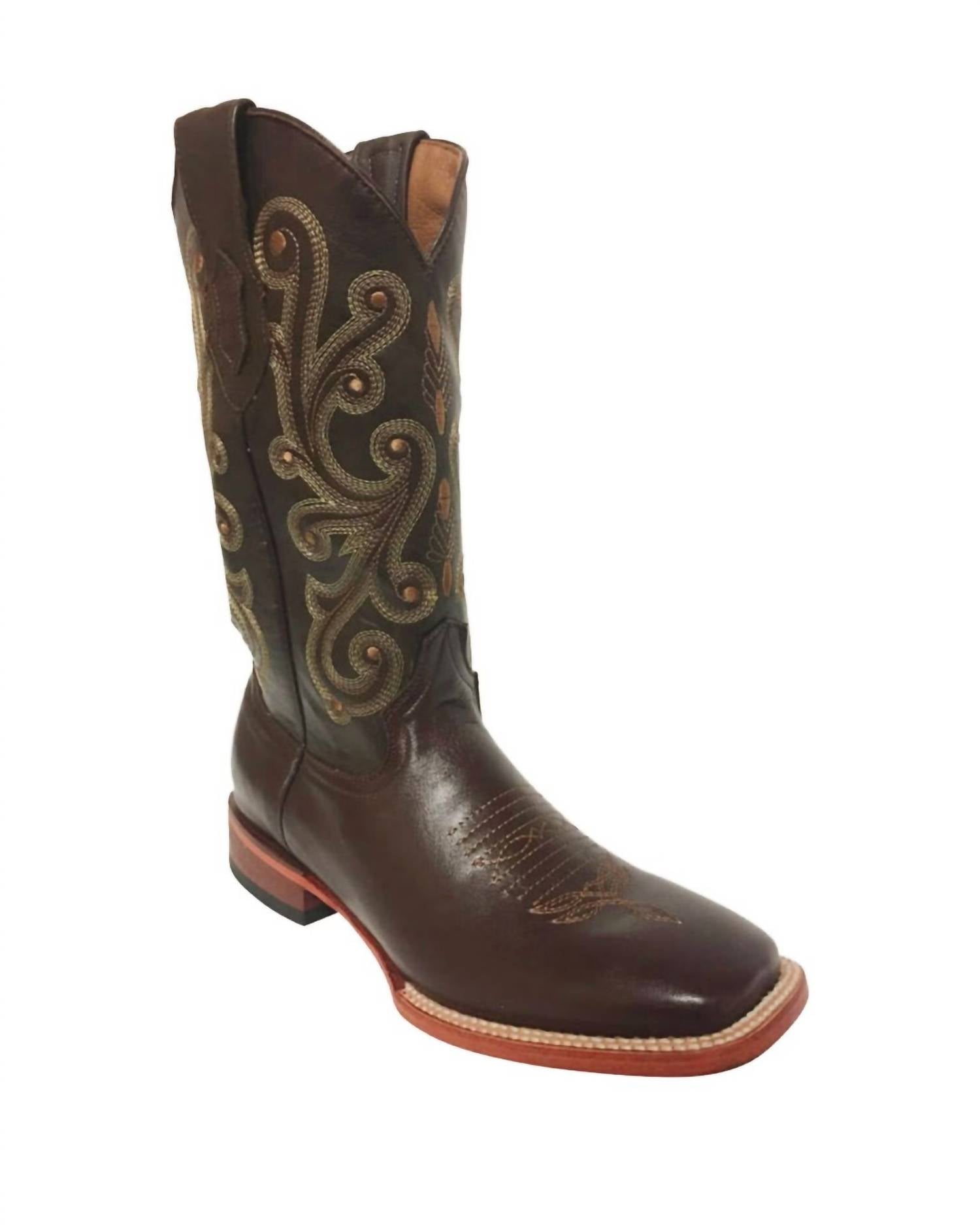 Ferrini Men's Square Toe Boot in brown - men's boots