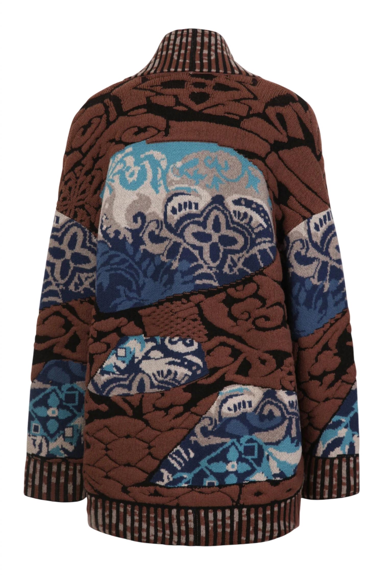 IVKO Jacquard Cocoon Coatigan in brown black - women's cardigan - view 4