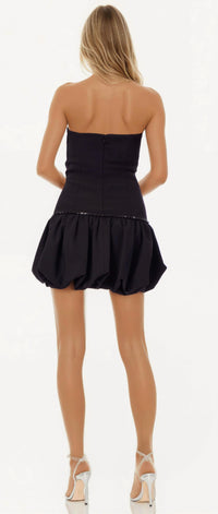 Jewel Badgley Mischka Delaney Strapless Bubble Hem Mini Dress in black - women's dress - alternate view