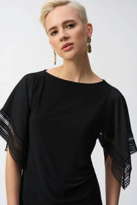 Joseph Ribkoff - Boatneck With Lace Trim 3/4 Sleeve Top