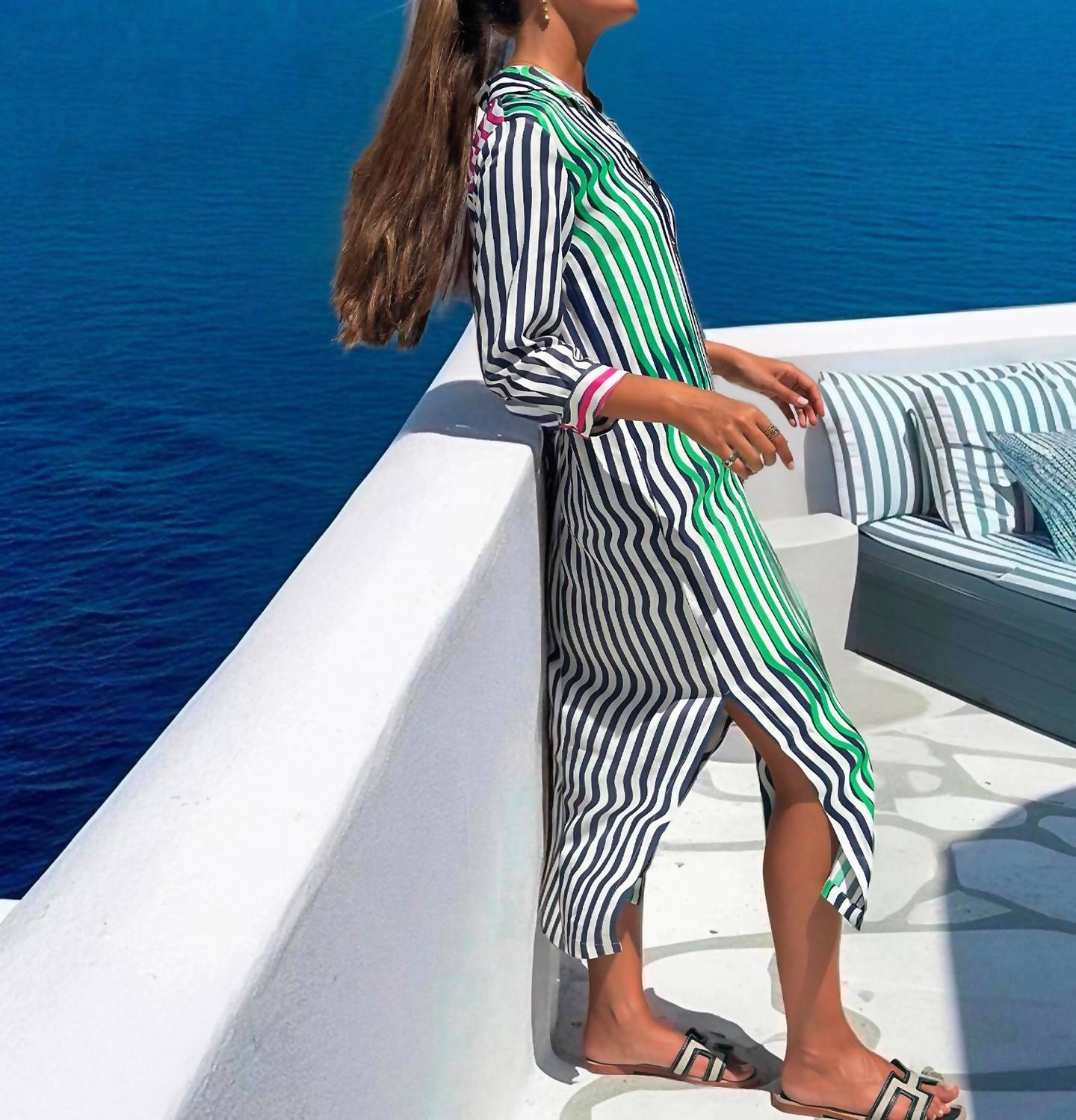 Vilagallo - Wavy Striped Printed Dress
