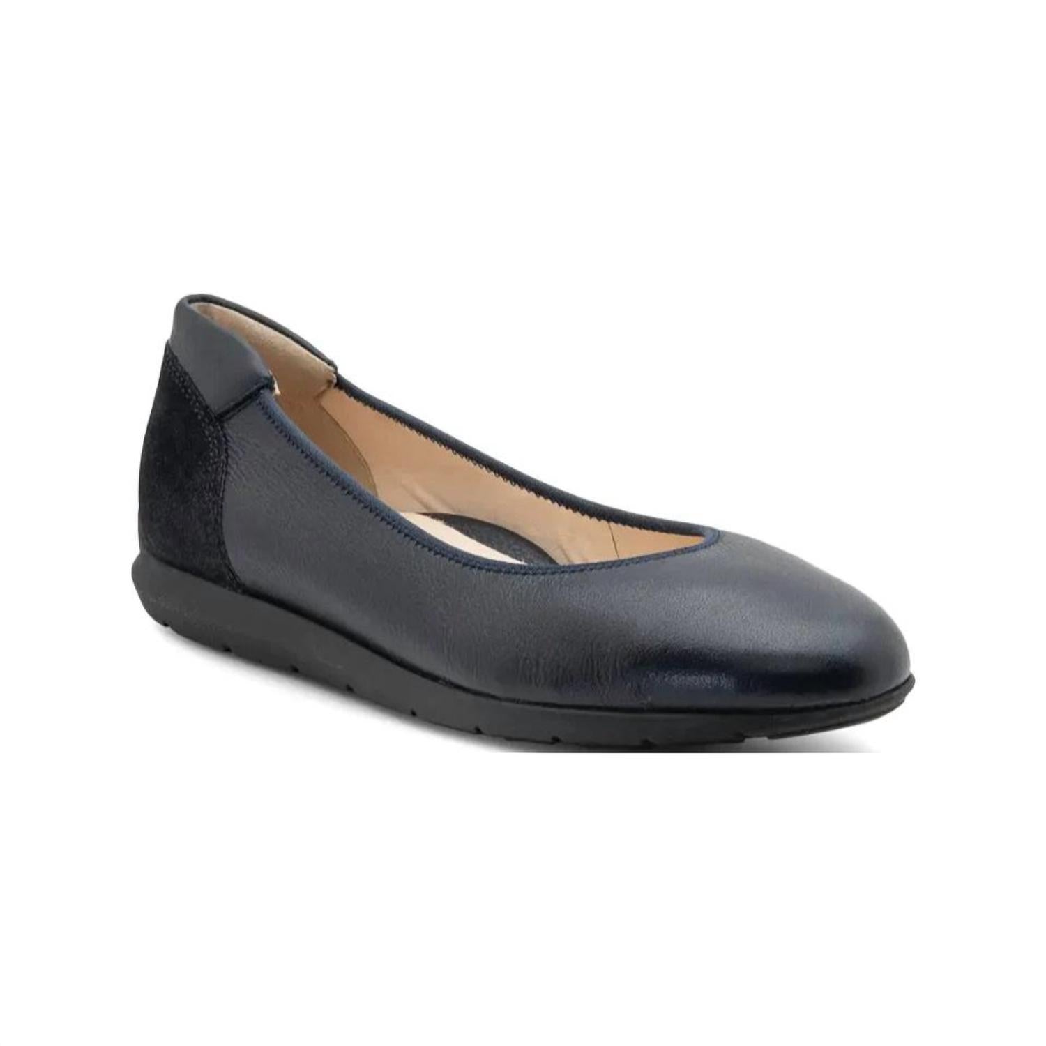 Ara Women's Sarah Ballet Flat in black calf and suede - women's flats - detail view