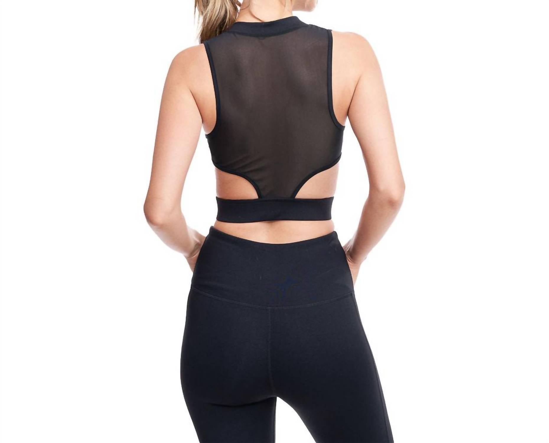 GOLDHAUS Ambition Sports Bra Top in black - women's intimate - detail view