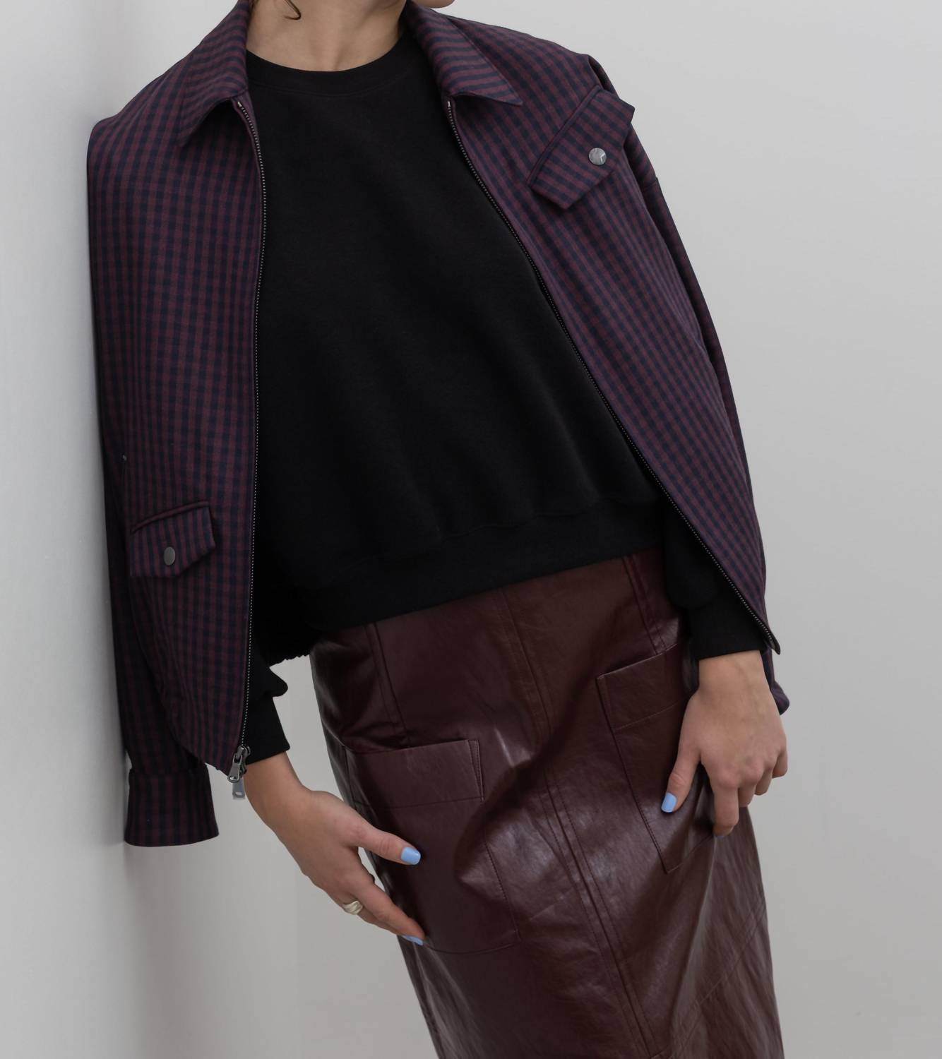 Tibi - Jules Wool Gingham Bomber Jacket