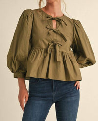 Jodifl - Betty Bow Ties Peplum Top