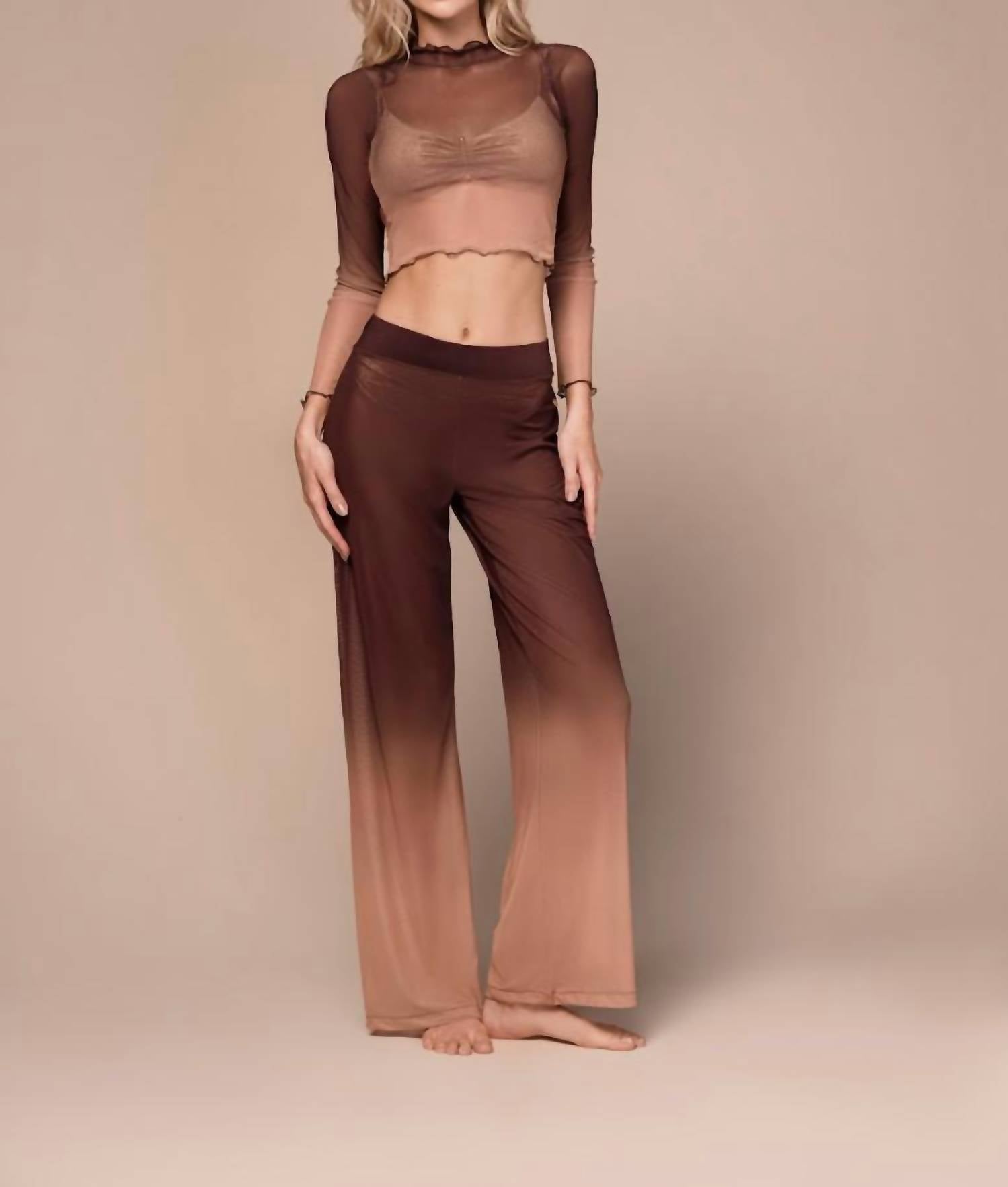 Ola Azul Emily Umber Top in brown - women's t-shirt