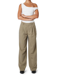 NIA Kara Mid-Rise Trouser in olive grey - women's pants - alternate view