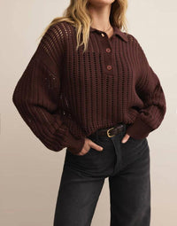 Z Supply - Looking Glass Crochet Polo Sweater