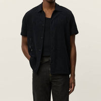 Les Deux Hector Lace Short Sleeve Shirt in black - men's shirt