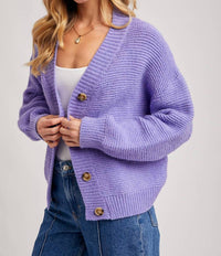 BluIvy Button Up Short Cardigan in very peri 1 - women's cardigan - view 6