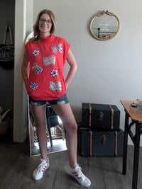 Evela Inc. - PATRIOTIC SEQUIN TOP