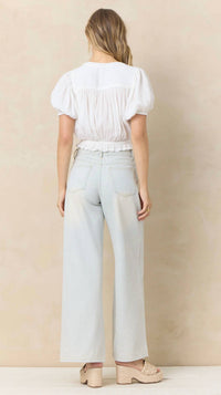 Vintage Havana - Woven Adjustable Tie-waist Crop Top