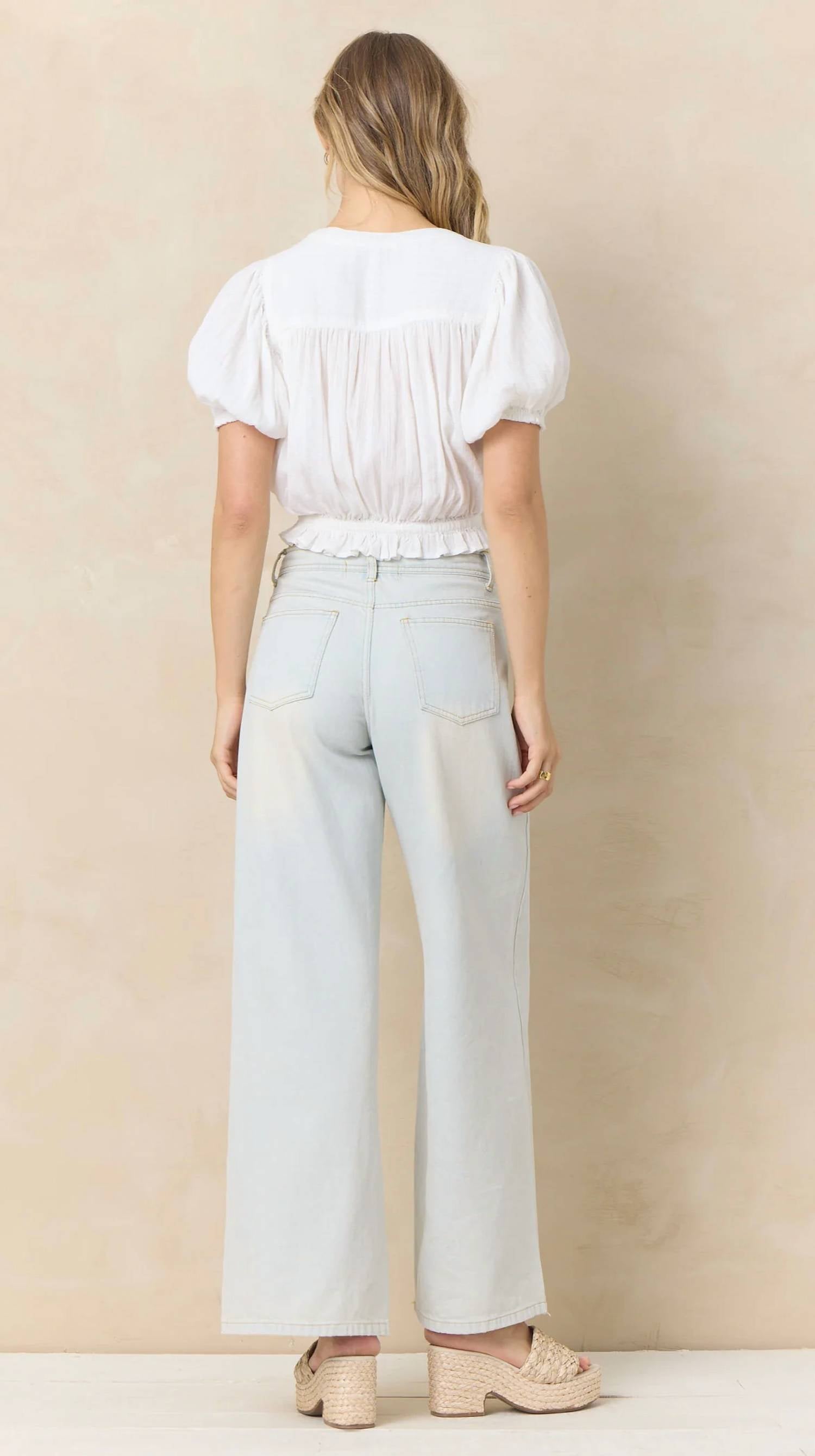 Vintage Havana - Woven Adjustable Tie-waist Crop Top