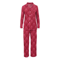 Kickee - Women's Print Long Sleeve Collared Pajama Set