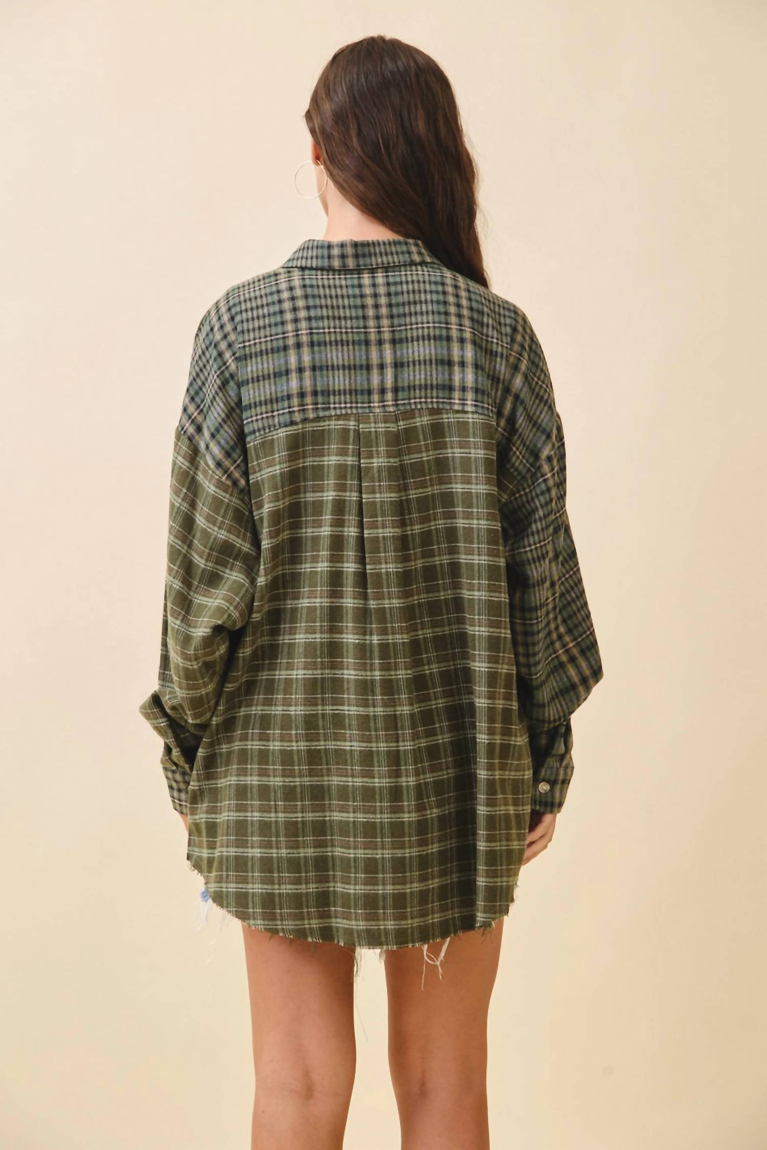Aemi + Co - Mixed Plaid Flannel Shirt