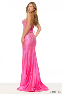 Sherri Hill Women's Strapless Fitted Hot Fix Dress in bright fuchsia - women's dress - alternate view