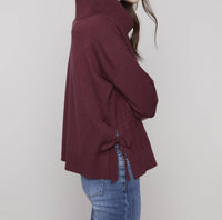 Charlie B - Cowl Neck Sweater With Side Slit And Tie Details