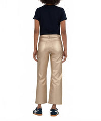 KUT FROM THE KLOTH Charlotte High Rise Wide Leg Pants in gold 2 - women's jeans - detail view